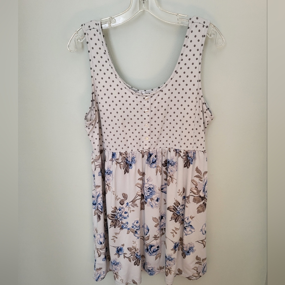 Flora Nikrooz Sleeveless Women Size Large Dotted‎ Floral Sleepwear Short Gown